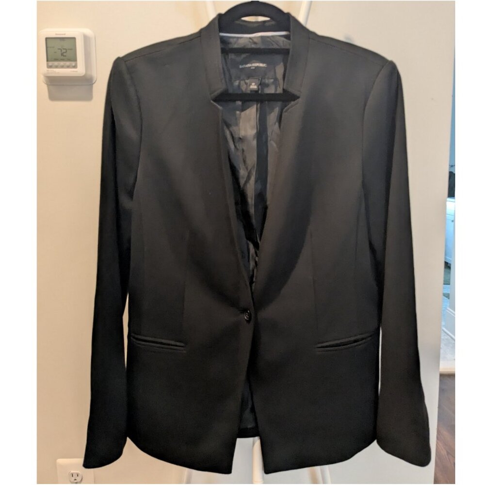 Banana Republic Factory black collarless blazer 12